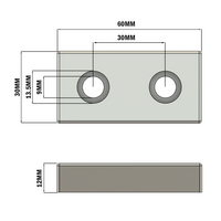 32-3060WS-3SS MODULAR SOLUTIONS MOUNTING PLATE 30MM X 60MM NO CENTER HOLE